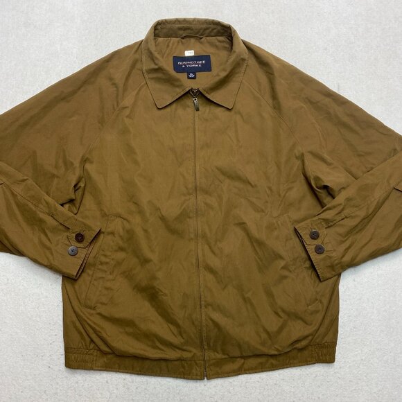 Roundtree & Yorke Windbreaker Jacket Men's XL Tan Lightweight Full Zip Bomber - Picture 1 of 14